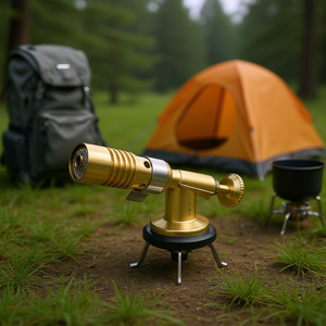 Estufa de Camping Portátil de Latón con Encendido Manual, Quemador de Gas de una Pieza para Cocinar al Aire Libre, Uso en Todas las Estaciones, Modelo MECH-90, Fabricada - Product Image 2