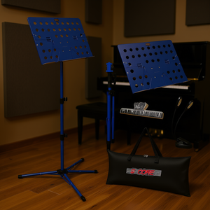 Soporte de música plegable portátil ajustable, aleación de aluminio azul con clip de luz para guitarra, violín, violonchelo, piano, accesorio HD - Product Image 2