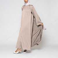 Abaya Femme Musulmane en Satin Premium, Abaya Ouverte Prête à l'Emploi, Abaya Longue Islamique Dubaï pour l'Aïd, Vente en Gros