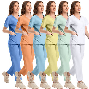 2025 nouvelle mode col en v Stretch Spandex uniformes d'infirmières médicales femmes hôpital soins infirmiers gommages ensembles uniformes OEM numéro de modèle - Product Image 6
