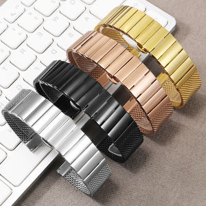 <span class=keywords><strong>Bracelet</strong></span> de montre en maille milanaise en acier inoxydable haut de gamme 18 20 22 24 mm avec fermoir papillon pour <span class=keywords><strong>bracelet</strong></span> de montre universel - Product Image 2