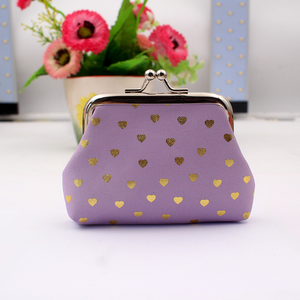 En gros, Porte-monnaie en tissu doré à chaud motif cœur pour enfants, mini porte-monnaie de 3 pouces avec fermoir, sac doré, portefeuille en forme de cœur pour filles - Product Image 6