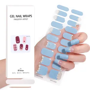 Uv Gel Hot Sell Semi Cured Wraps Long Lasting Gel Nail Stickers New Arrival Styles Nail Gel Wraps Strips With Uv Lamp