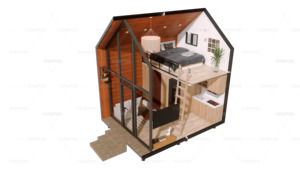 Casa Triangular Prefabricada de Lujo, Cabaña Pequeña con Estructura de Acero, Casa de Armazón Pequeño para Aplicación en Villas - Product Image 4