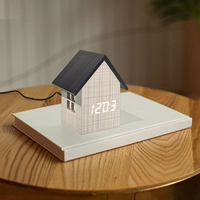 EMAF Mesita de noche Niños Promoción Regalo Digital Casa Forma Escritorio Alarma Mañana Madera Led Escritorio Calendario Madera Noche Luz Reloj