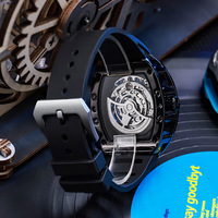 Montre mécanique automatique pour homme, design unique, nouveau modèle, diamant brillant, zircon, boîtier lumineux, résistant à l'eau, tourbillon ajouré