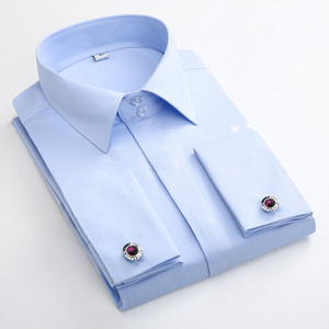 Oem thời trang mới 100% cotton twill vải rắn mỏng phù hợp với tùy chỉnh thực hiện Hidden nút nam ăn mặc áo sơ mi pháp Cuff Áo sơ mi - Product Image 4