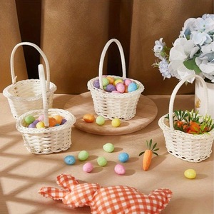 Bán Buôn Mục Vụ Phong Cách Dệt Giỏ Hoa Cầm Tay Nhựa Ống Mây Cho Trẻ Em Của Rau Chọn Hoa Sắp Xếp - Product Image 4