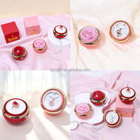 Planet Spherical Preserved Rose Sieradendoosje Auto Pop Rotating Kunstbloemen Ring Ketting Etui Valentijnsdag