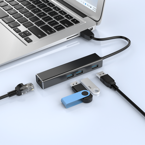 Hợp kim nhôm 4 cổng USB 3.0 Hub với <span class=keywords><strong>RJ45</strong></span> Gigabit <span class=keywords><strong>Ethernet</strong></span> <span class=keywords><strong>Adapter</strong></span> 1000Mbps mạng HUB cho máy tính xách tay/PC/MacBook - Product Image 2