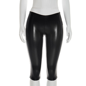 H1030-2026 Nuovi Arrivi Sexy <span class=keywords><strong>Pantaloni</strong></span> Capri a Vita Bassa <span class=keywords><strong>in</strong></span> <span class=keywords><strong>Pelle</strong></span> PU Neri per Donna Abbigliamento da Discoteca - Product Image 5