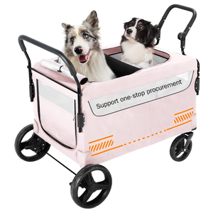Poussette <span class=keywords><strong>pour</strong></span> animaux de compagnie de grande taille, <span class=keywords><strong>pour</strong></span> <span class=keywords><strong>chiens</strong></span> et chats âgés/<span class=keywords><strong>handicapés</strong></span>, 4 roues, pliable, en tissu, capacité de 30 kg, portable - Product Image 1