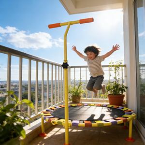 Trampolín Circular Resistente y Estable para Niños al Aire Libre con Soporte de Manija y Red de Seguridad para Saltadores Jóvenes - Product Image 3