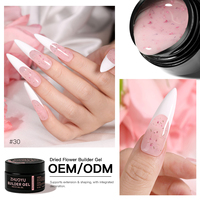 Gel de construction pour fleurs séchées auto-nivelant sans chaleur, sans HEMA ni TPO, gel dur pour extension d'ongles, vernis gel de marque propre, logo personnalisé
