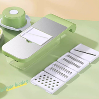 Multifunctionele handmatige plastic groentesnijder voor de keuken, professionele draagbare fruit- en aardappelverticale snijmachine met opvangbak