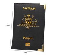 Couverture de passeport australien Porte-passeport australien en cuir PU avec coin en métal doré pour les portefeuilles de voyage peut Logo personnalisé