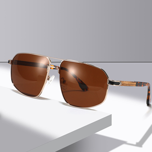 Popular Fashion High-end Sun Glasses Classic Irregularity Acetated Frame Sun Glasses Hot-selling Double-bridge Wooden <b>Sunglasses</b> - Product Image 4