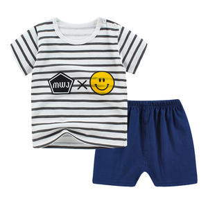 All'ingrosso buon prezzo estivo per bambini in puro cotone manica corta 2 pz set <span class=keywords><strong>di</strong></span> vestiti per bambini - Product Image 1