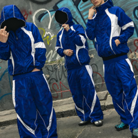 Ensemble de jogging deux pièces personnalisé OEM, pantalon baggy et veste coupe-vent, ensemble en nylon et polyester, survêtement pour homme