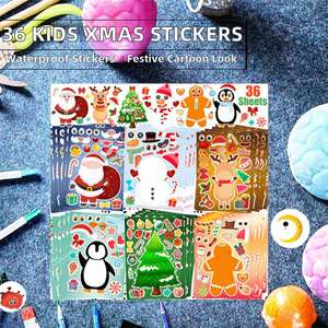 6 <b>Sheets</b> Waterproof Paper Christmas <b>Stickers</b> for Kids-Crafts Party Favors & Stocking Stuffers - Product Image 2