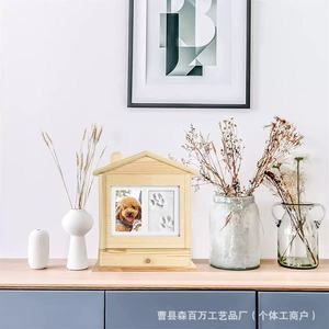 Wooden Pet <b>Urn</b> Small House With Photo Frame And Inkpad For <b>Cats</b> Dogs Memorial Item - Product Image 2