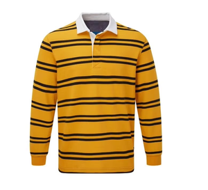 Uniforme personnalisé de haute qualité Chemises de golf à rayures Sweat-shirt de rugby Broderie à manches longues Chemise de rugby en coton polyester pour hommes - Product Image 1