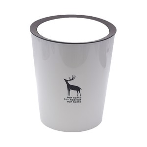 Cylindrical Swing <b>Lid</b> Trash Can Large Capacity Indoor Waste <b>Bin</b> White Khaki Color - Product Image 5