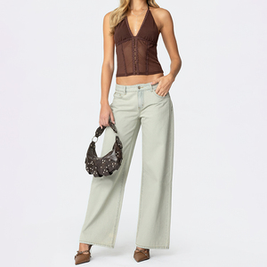 Nouvelle Arrivée 2026 : <span class=keywords><strong>Jean</strong></span> Rétro Y2K pour Femme – Coupe Droite Ample pour Tenue Quotidienne Décontractée - Product Image 1