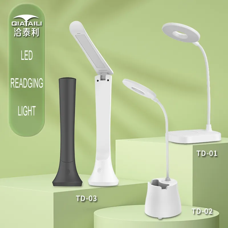 Qiataili Touch Control LED Reading Light with 3 color mode USB table lamp eye-caring