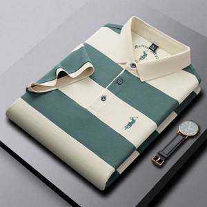 Camisa de Verano para Hombre, Manga Corta, Algodón Teñido, Rayas, Cuello con Bordado de Logotipo <span class=keywords><strong>Paul</strong></span>, para Jóvenes y Adultos, Estilo Business - Product Image 2