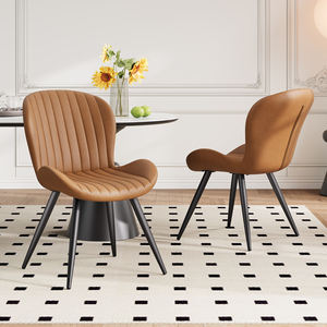 Comfortable Soft Upholstered Ribbed Dining <b>Chair</b> Quality Fabric Sturdy Metal Legs Stylish Modern Accent <b>Chair</b> Home <b>Kitchen</b> - Product Image 1