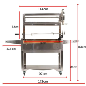 Grill argentin en acier inoxydable avec broche rotative à hauteur réglable - Product Image 6