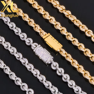 Manufacture OEM ODM 8mm Interlocking <b>Chain</b> Fine Jewelry <b>Copper</b> Moissanite Link <b>Chain</b> Necklace Men Hop Necklace - Product Image 5