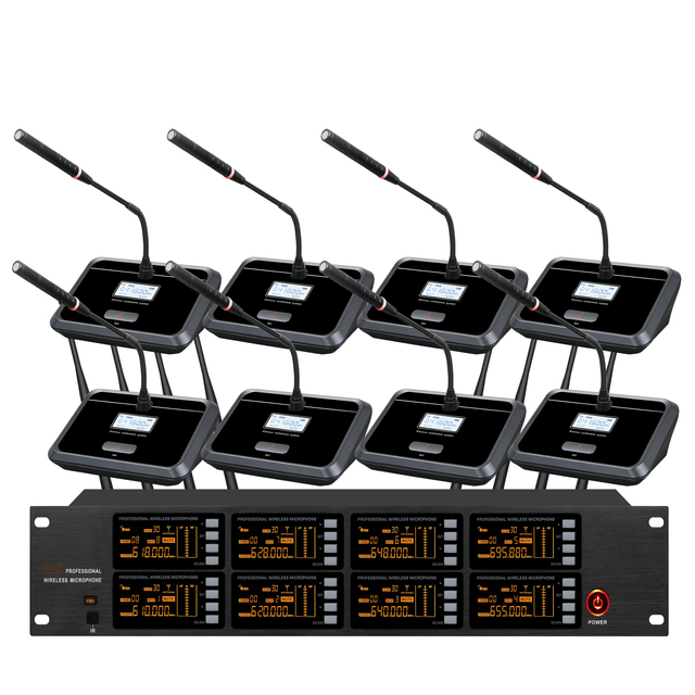 8 Channels Conference Cordless Microphone Professional UHF Wireless Gooseneck Microphone