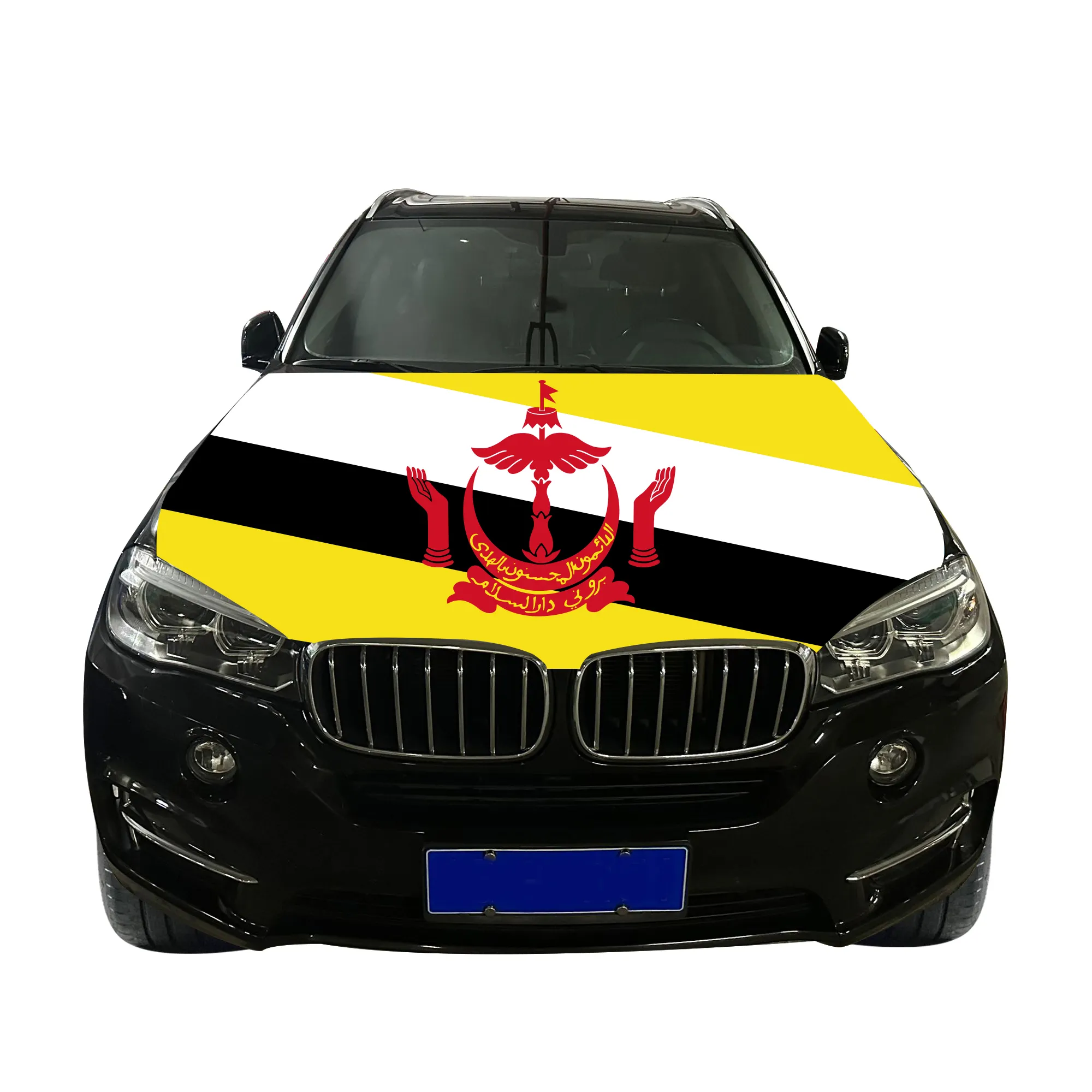 Высококачественный Трикотажный чехол из полиэстера Brunei для автомобильного капота, флаг страны, автомобильный капот, флаг