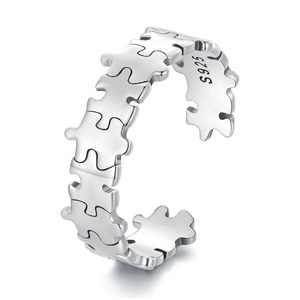 Usine 925 argent Sterling <span class=keywords><strong>jeu</strong></span> de Puzzle créatif anneaux d'ouverture pour les femmes irrégulière empilable Punk fête fille anneau bijoux SCR925 - Product Image 1