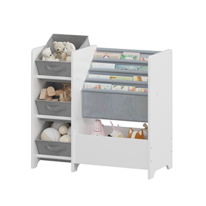 Étagère à livres pour enfants à 4 niveaux avec 3 tiroirs en tissu, organisateur <span class=keywords><strong>de</strong></span> rangement multifonctionnel pour jouets pour enfants, chambre d'enfant et crèche - Product Image 3
