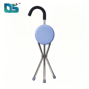 Déambulateur médical pliant à trois ou quatre roues avec siège en plastique, béquille flexible et chaise intégrée - Product Image 2