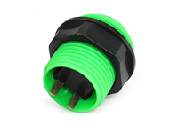 LECHUANG Bouton poussoir vert 24 mm avec borne à deux broches, cordon d'alimentation CA en PVC pour machine de jeu d'arcade et composants de distributeur automatique