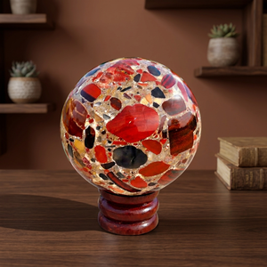 Natural Pudding Jasper <b>Sphere</b> Polished <b>Crystal</b> Embossed DIY Home Decor Meditation Display Collectible Gift - Product Image 4