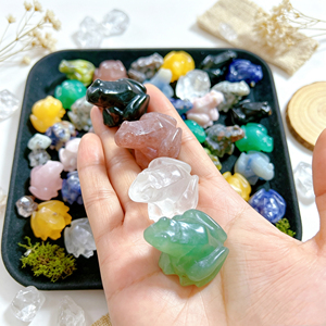 Figuras de Piedras Preciosas Naturales Mixtas de 3CM, Mini Tallados de Ranas de Cristal para Decoración, Regalos <span class=keywords><strong>y</strong></span> Manualidades - Product Image 3