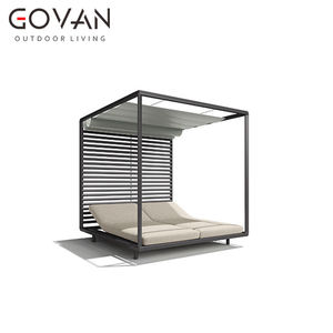 فندق كبير المظلة سرير شمسي حديقة بركة ماء الباحة نحى الألومنيوم مزدوج المتسكع الأثاث مربع في الهواء الطلق في الهواء الطلق - Product Image 2