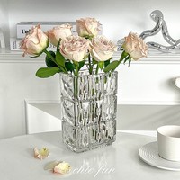 Nouveau vase en verre cristal carré rectangulaire personnalisé pour la décoration de la maison, vase de luxe épais hydroponique, sensation haut de gamme