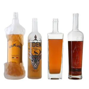 Individuelle Form flacher Alkohol Sprühen Logo-Druck Rum Gin Tequila leere Wodka individualisierbarer Likör Frostglasflasche