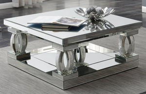 Vuông 4 mét nhân đôi Bàn cà phê với tinh thể bằng gỗ Set End bảng Glass Side bảng trong <span class=keywords><strong>MDF</strong></span> - Product Image 2