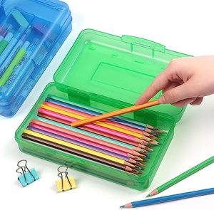 Square Empty Storage Box Clear Large Capacity Stackable Transparent PP Plastic Pencil <b>Case</b> Office Organizer - Product Image 3