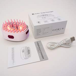 Brosse de massage du cuir chevelu électrique intelligente avec lumière à 7 couleurs pour la croissance des cheveux - Product Image 1