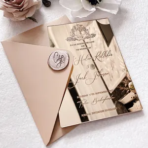 Aangepaste Hoge Kwaliteit Elegantie Transparant A5 Acryl Uitnodigingen Bruiloft Uitnodiging Kaart