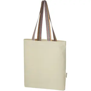 Borsa tote arcobaleno in cotone riciclato, merchandising sostenibile - Product Image 1