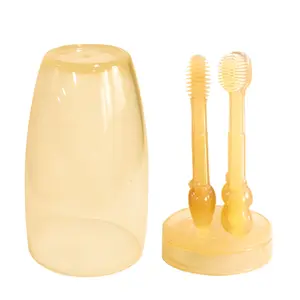 Escova de dentes de silicone para bebês de 0 a 18 meses, escova de silicone com cerdas macias/escova oral para limpeza de dentes, ideal para crianças, atacado, 2024